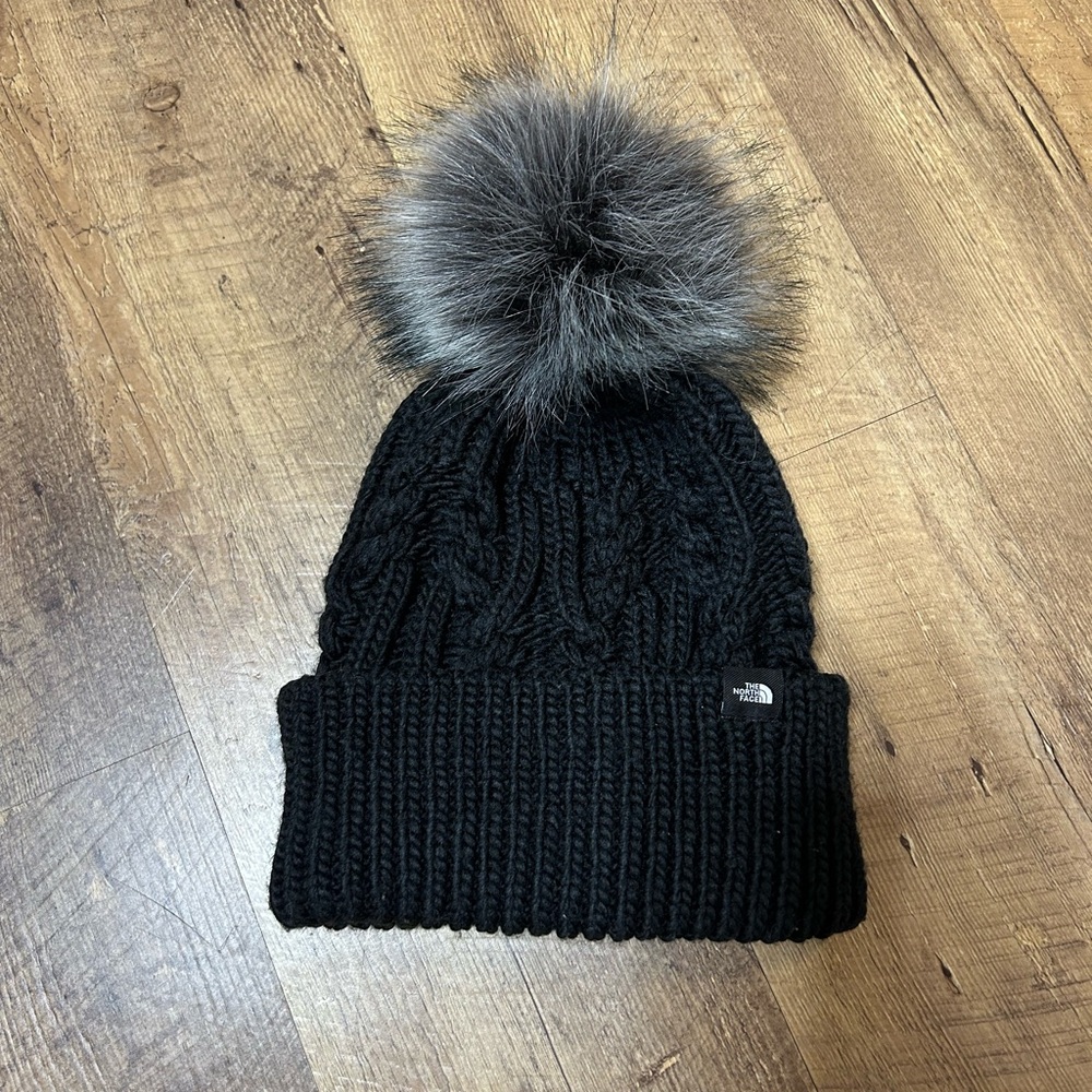 The North Face Pom Beanie Black with Grey Pom